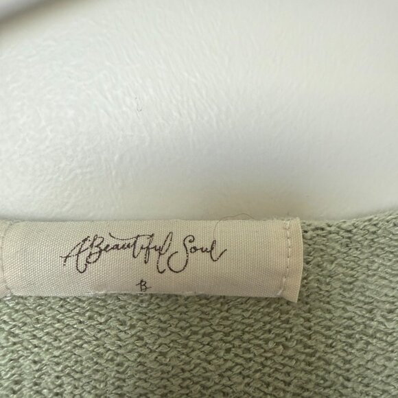 A Beautiful Soul Sage Green Star Sweater – Size B (Fits Like 2X) – Deep V-Neck - Picture 2 of 3